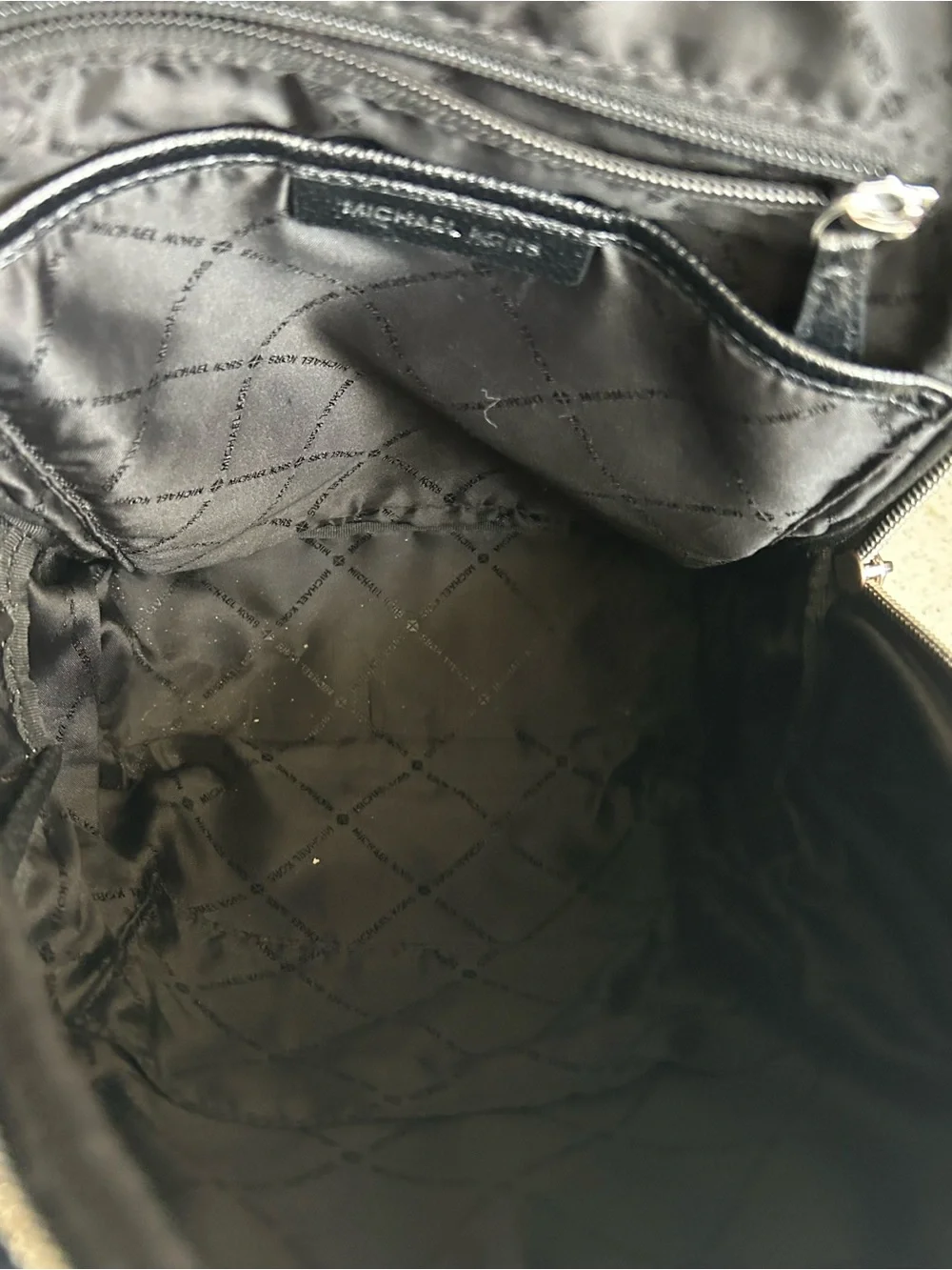Michael Kors Black Backpack with White Front Pocket